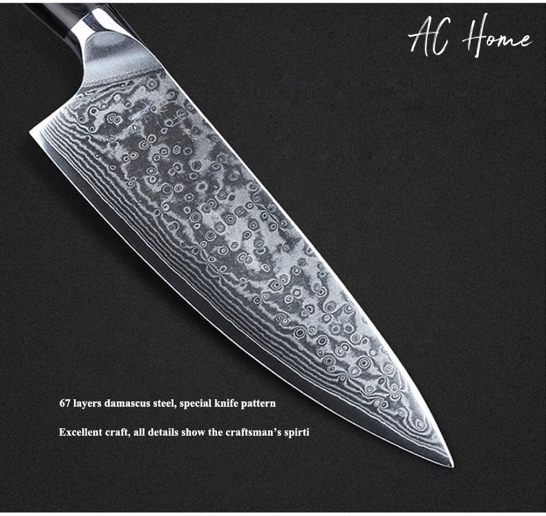 Professional Japanese Damascus Steel Hand made 7 PCS Kitchen Gyuto Chef Knife Set
