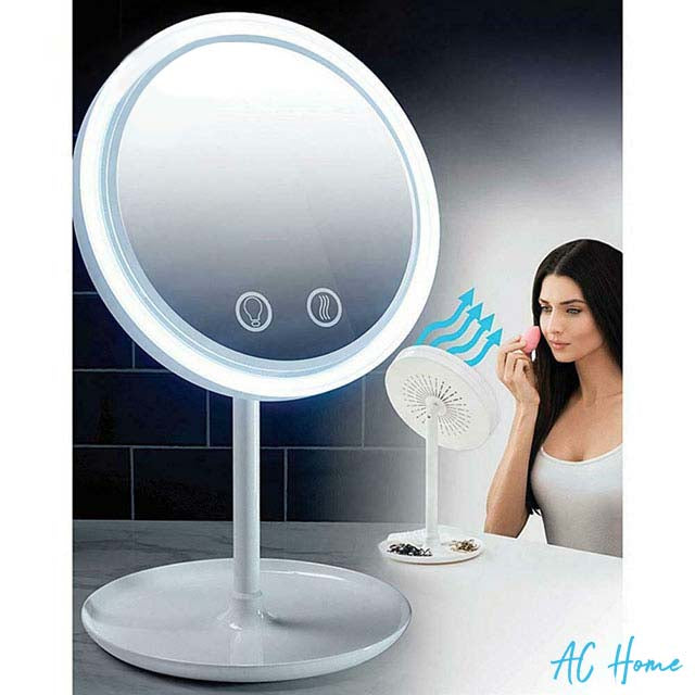 Makeup Led Mirror Fan with 5x Magnifying Cosmetic