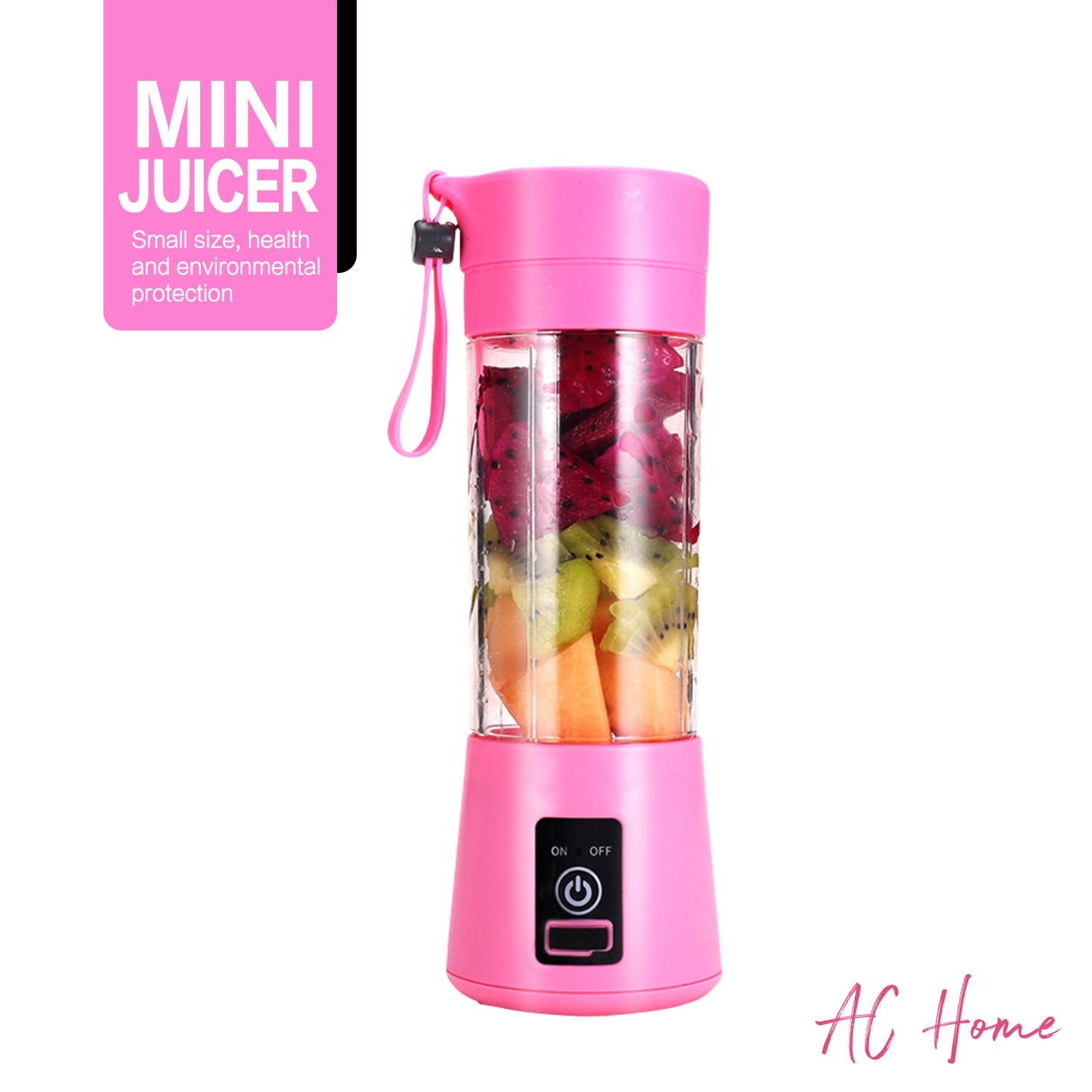 Household Portable Juicer Blender Household Fruit Mixer- Six Blades in 3D 380ml USB Juicer Cup