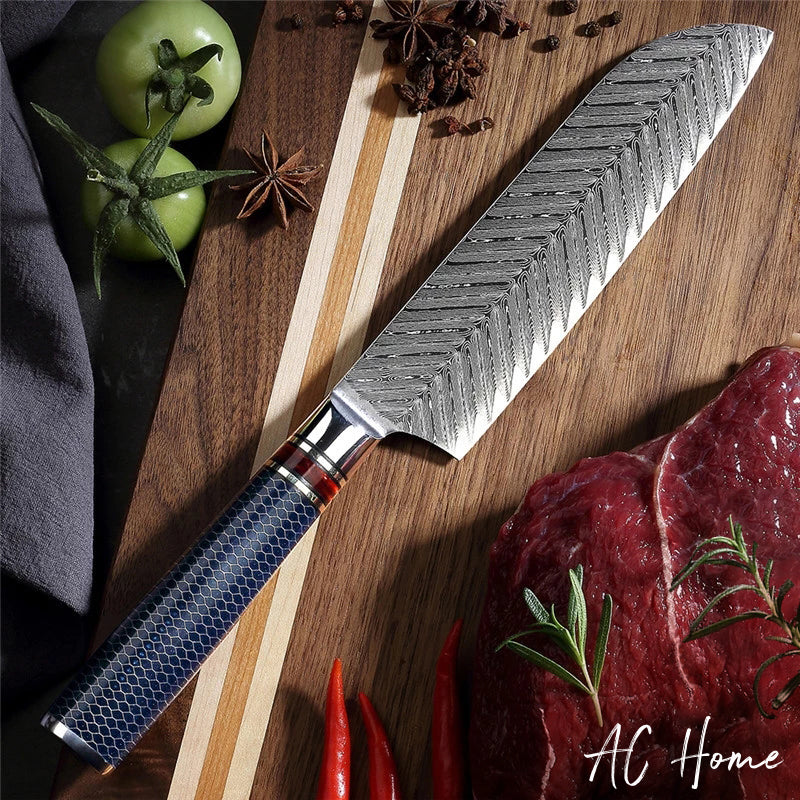 Sharp Blade 67Layer Japanese Damascus Steel Santoku Knife With Gift Box