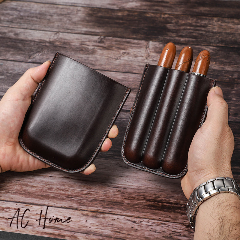 Genuine Leather Cigar Case Humidor Retro Style Leather Cigar Box Luxury Cigar Box for Men