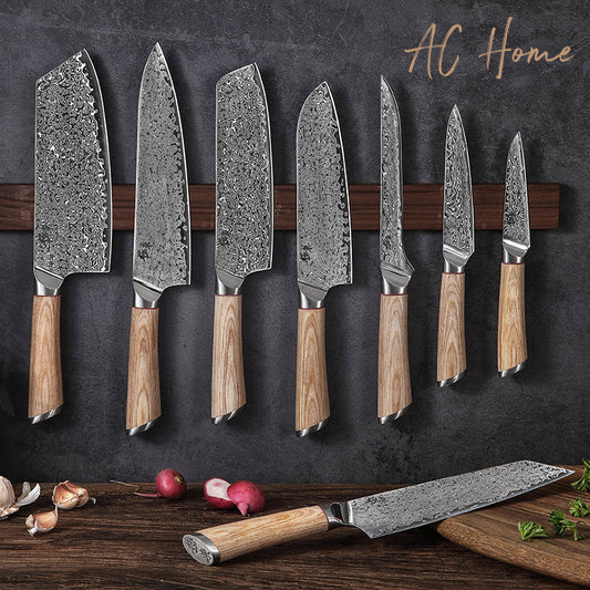 67 layers V gold Damascus Pattern and Steel Chef Knife Set