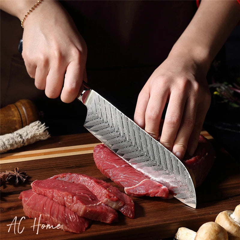 Sharp Blade 67Layer Japanese Damascus Steel Santoku Knife With Gift Box