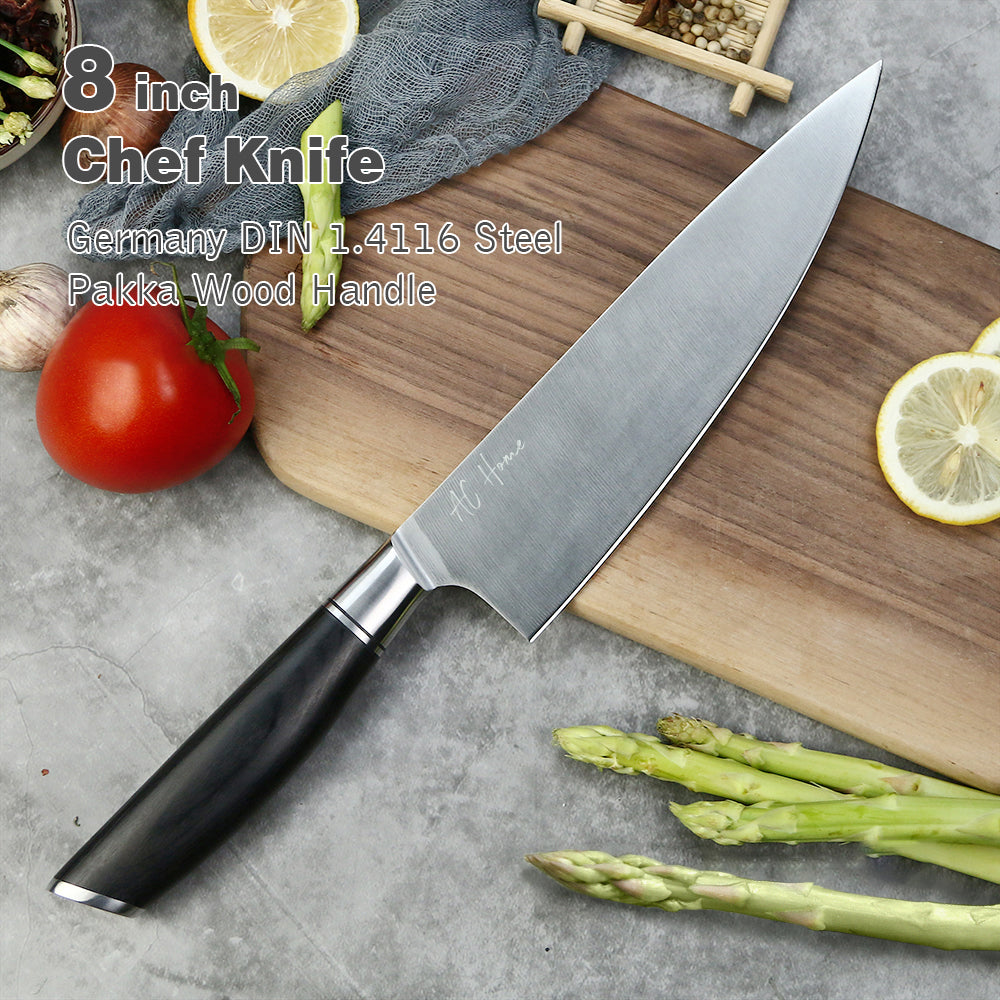 Black Handle German 1.4116 Carbon Stainless Steel 3pcs  Professional Chef Knife Set